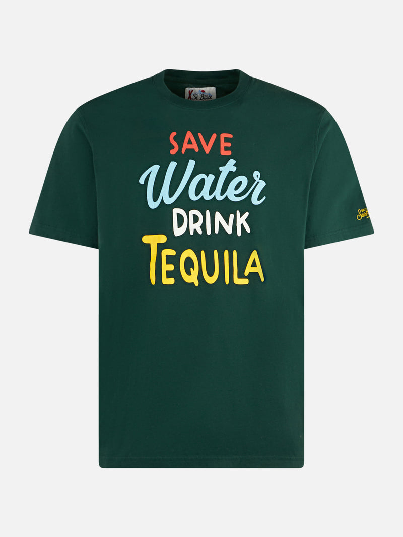 Man heavy cotton t-shirt with Tequila print