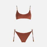 Brauner Frottee-Bralette-Bikini für Damen