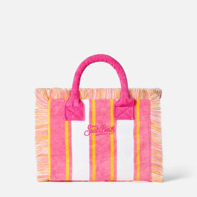 Colette striped terry handbag with Saint Barth Beach Club embroidery