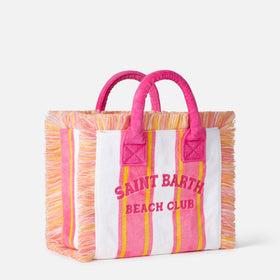 Colette striped terry handbag with Saint Barth Beach Club embroidery