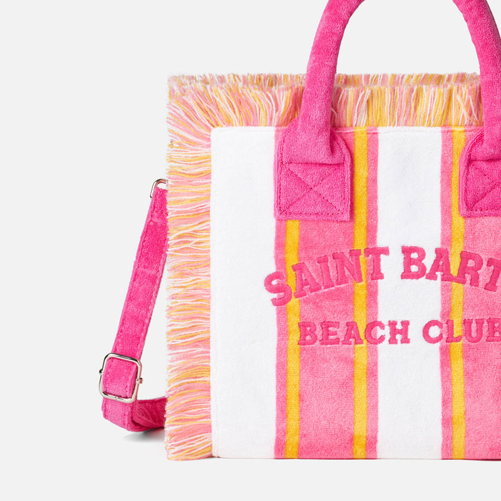 Borsa Colette in spugna a righe con ricamo Saint Barth Beach Club