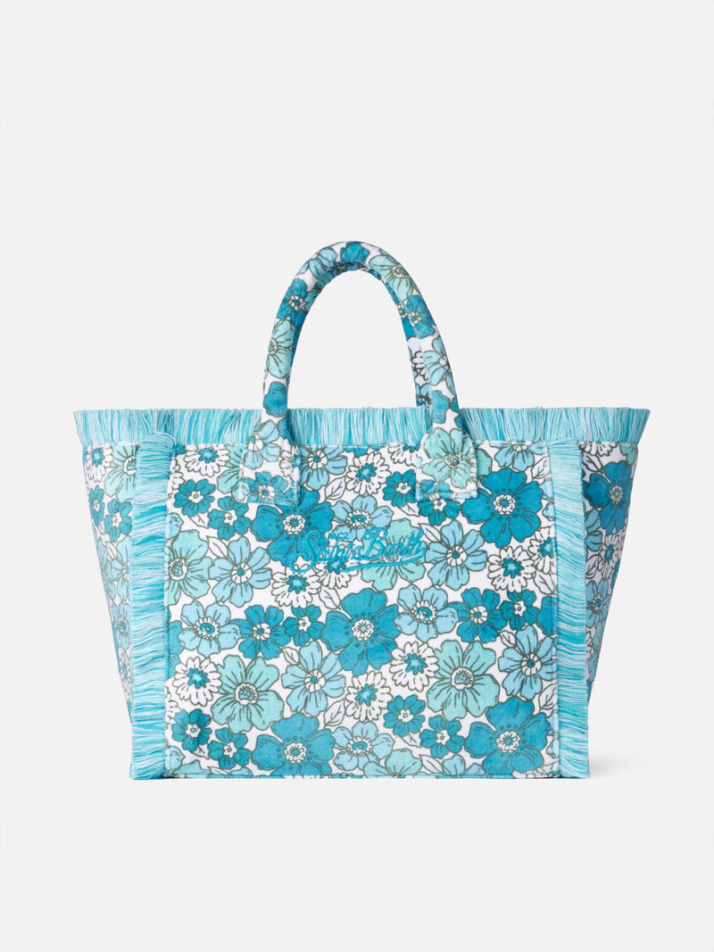 Borsa a spalla Vanity in spugna con stampa fiori