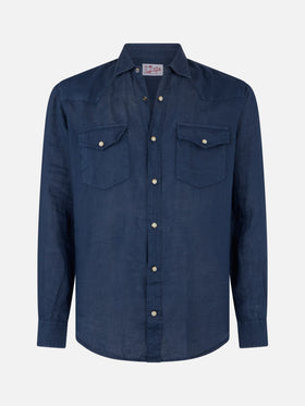 Dark denim linen shirt