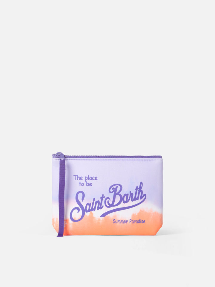 Aline scuba pochette with lilac and orange print