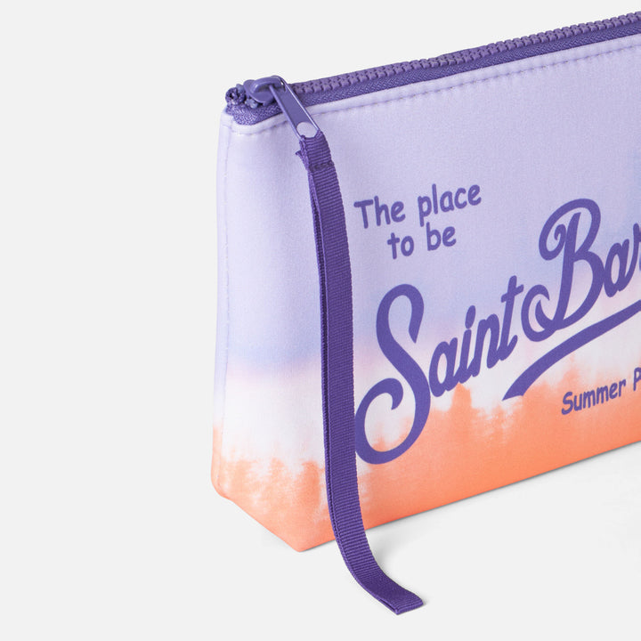 Aline scuba pochette with lilac and orange print
