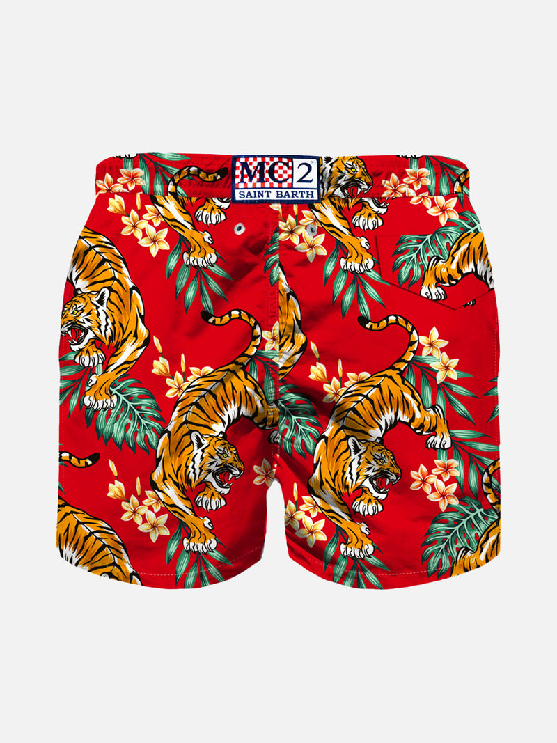 Boy swim shorts with tiger print