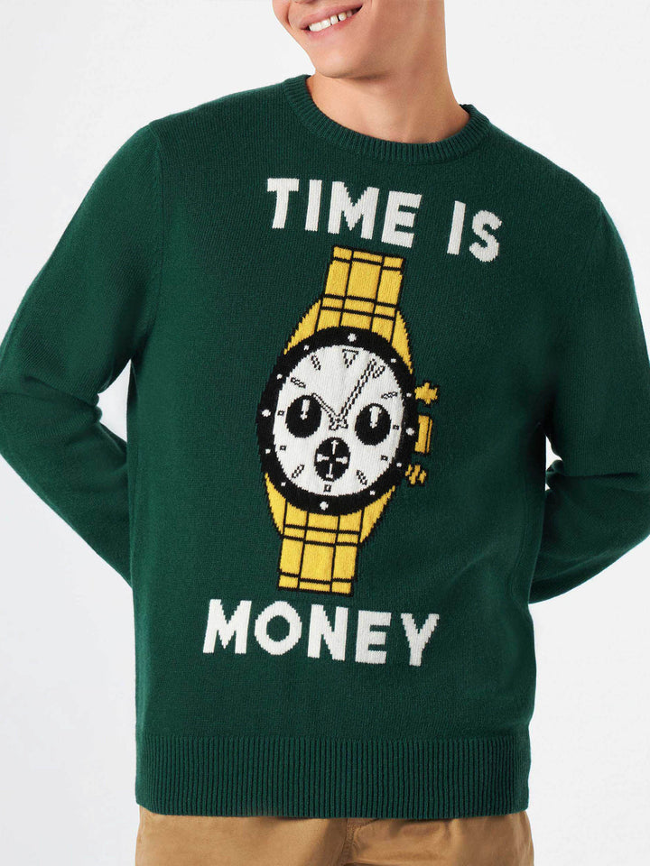 Maglione da uomo con stampa Time is Money