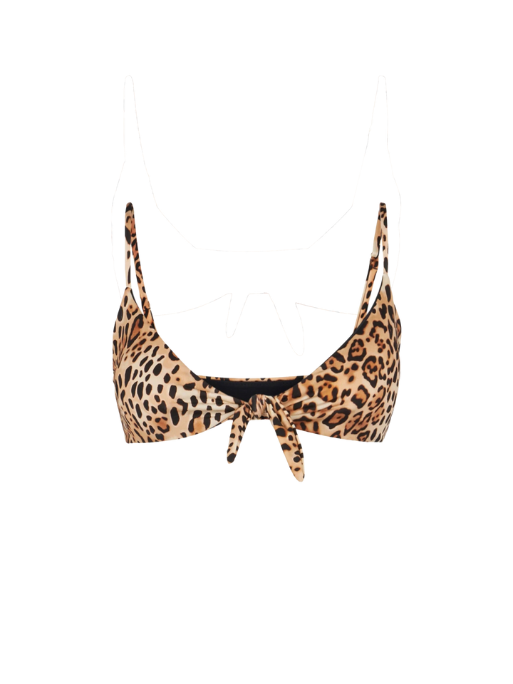 Sandfarbener Animalier-Print mit Knoten vorne