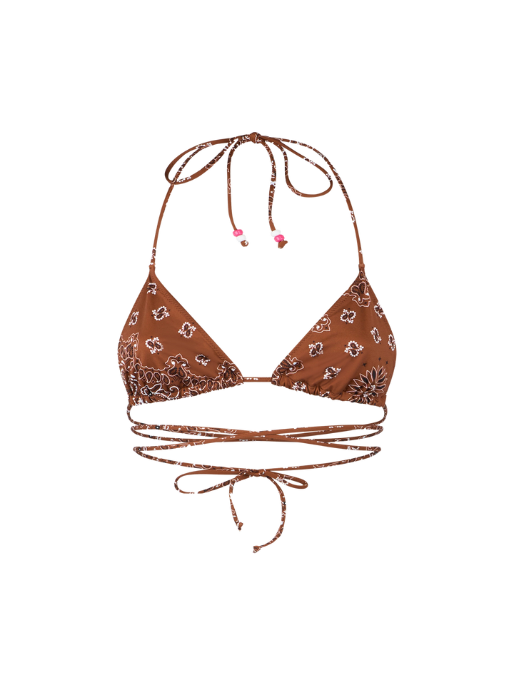 Woman strappy triangle top swimsuit