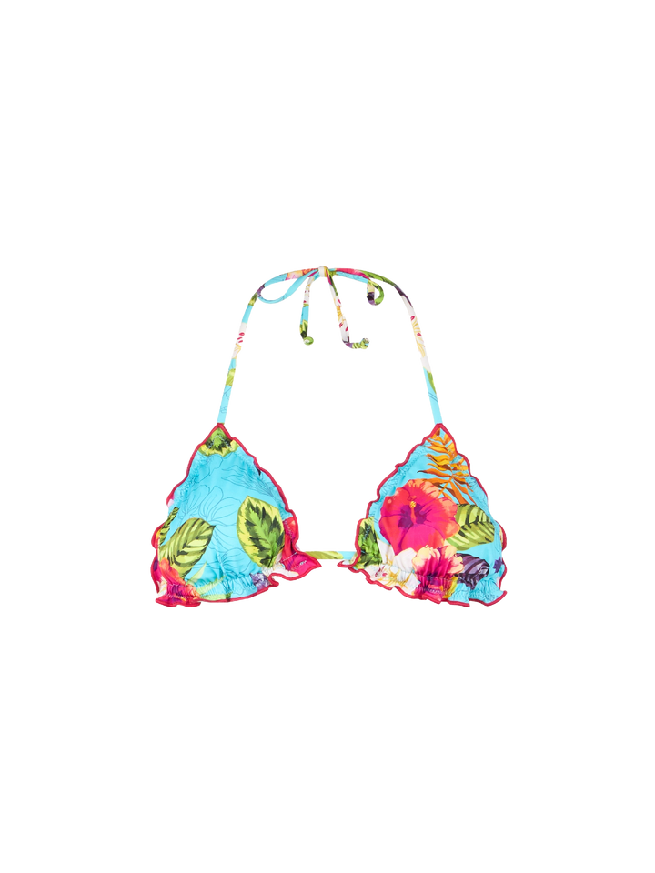 Damen-Triangel-Top mit Ibiskus-Print