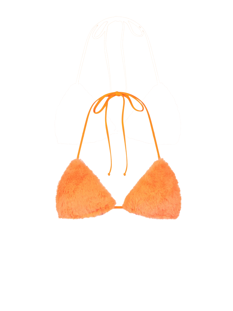トップス THEREDTHREAD furry triangle hook tops Leah fluo orange faux fur triangle bikini top – MC2 Saint Barth