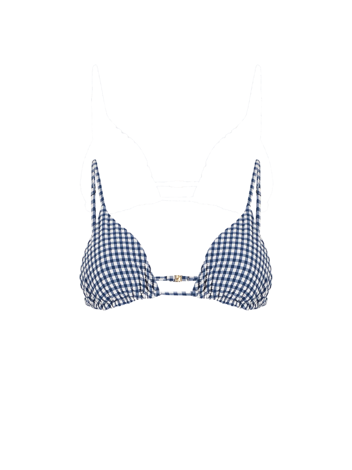 Woman crinkle blue vichy triangle top