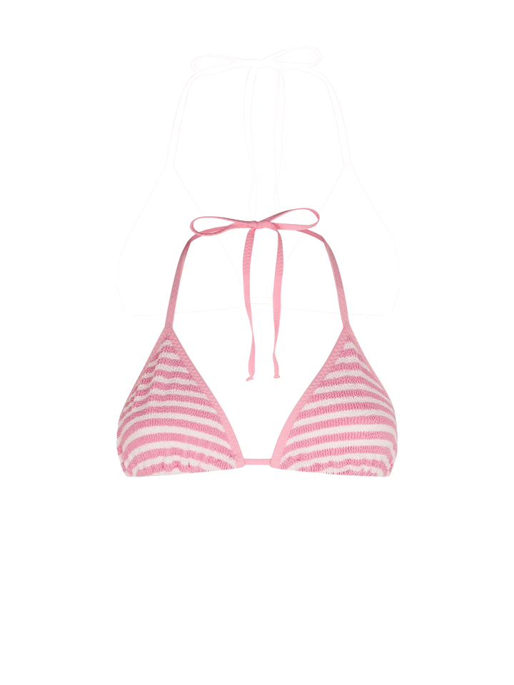 Woman crinkle triangle top swimsuit with stripes