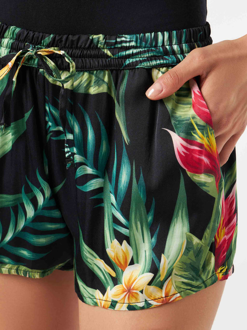 Tropical print woman shorts