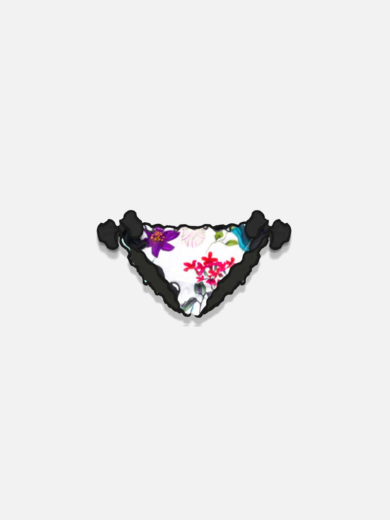 Girl swim briefs with tropical print