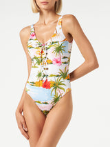 Costume intero da donna con stampa tropicale