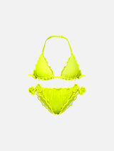 Bikini a triangolo giallo fluo da bambina