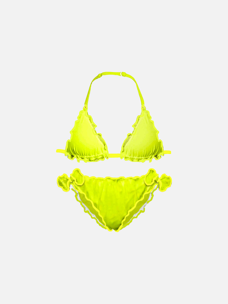 Bikini a triangolo giallo fluo da bambina