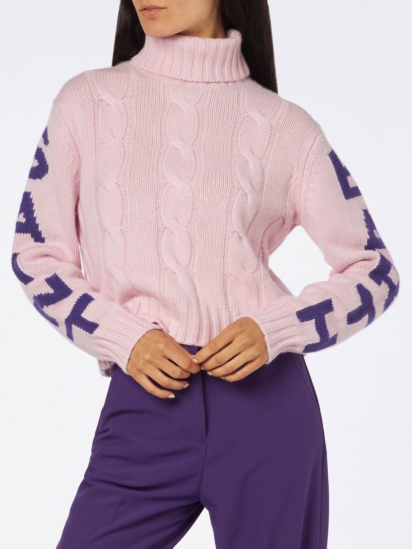 Maglione da donna intrecciato a collo alto con stampa jacquard Saint Barth