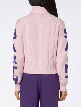 Maglione da donna intrecciato a collo alto con stampa jacquard Saint Barth