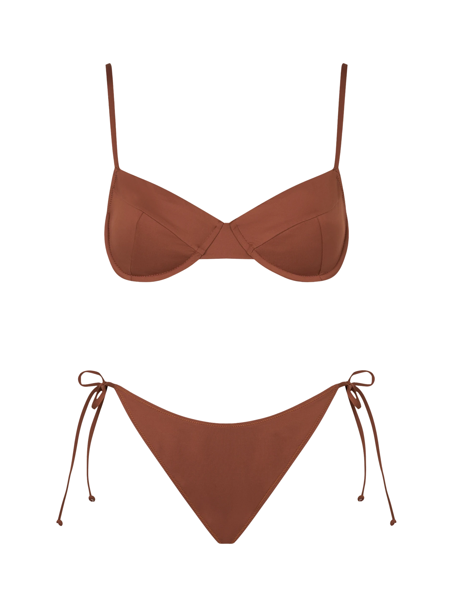 Brauner Bralette-Bikini für Damen mit Bügeln