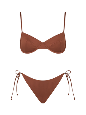 Brauner Bralette-Bikini für Damen mit Bügeln