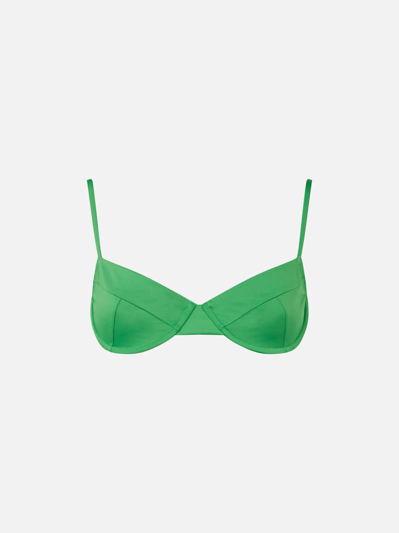 Woman green underwired bralette swimsuit