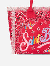 Borsa a spalla Vanity in canvas con stampa bandana rossa