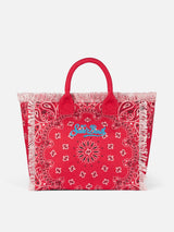 Borsa a spalla Vanity in canvas con stampa bandana rossa