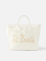 Vanity-Schultertasche aus Segeltuch mit St. Barth-Aufnäher