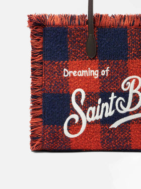 Vanity-Schultertasche aus Wolle mit Karomuster
