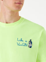 Man cotton t-shirt with like a VirGIN embroidery