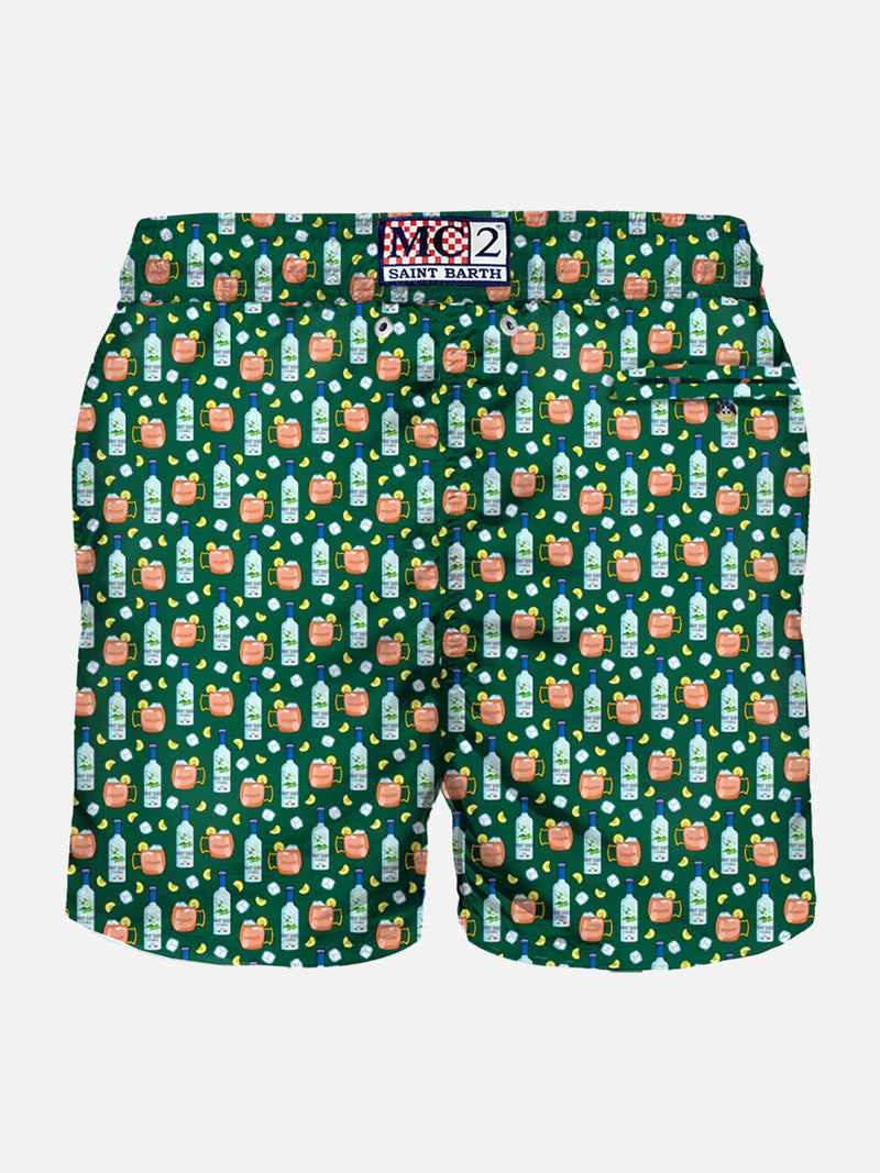 Herren-Badeshorts aus leichtem Stoff mit Wodka-Mule-Print