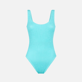 Costume intero da donna verde acqua crinkle
