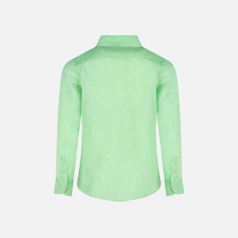 Water fluo green kid linen shirt Agnes