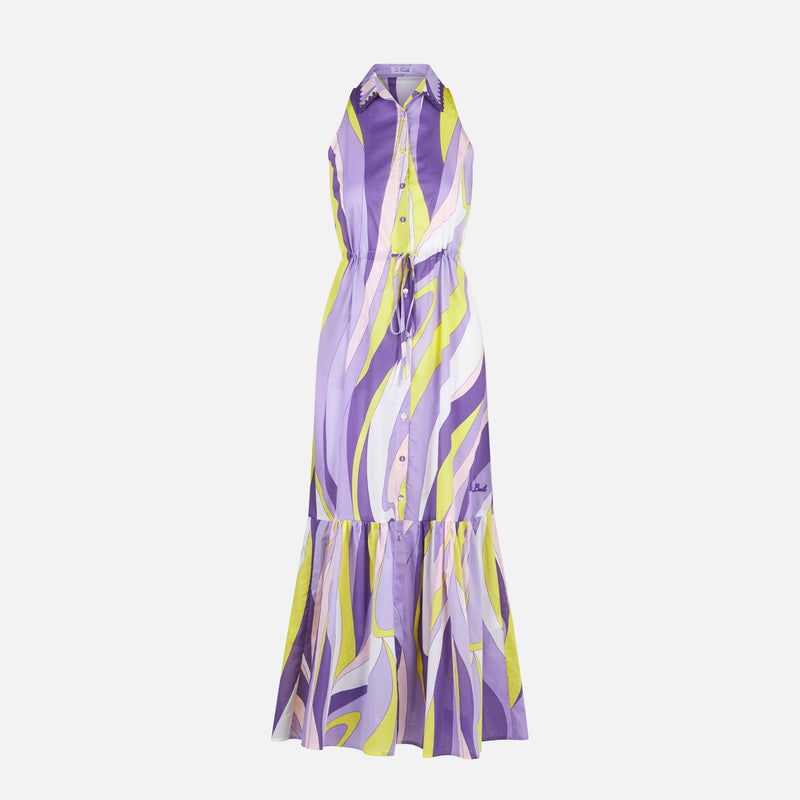 Neckholder-Kleid für Damen mit Wellenprint