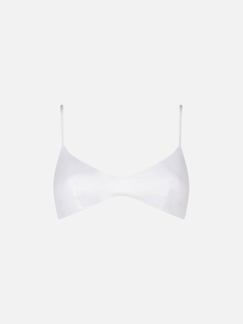 Woman white bralette top swimsuit