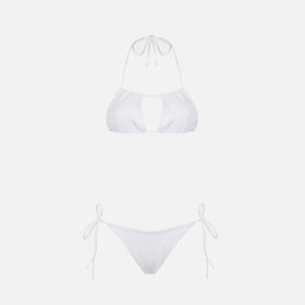Bikini da donna a fascia bianco crinkle