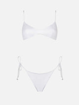 Woman white triangle bikini