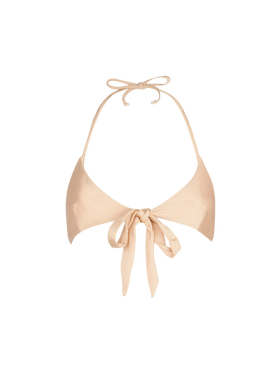 Damen-Triangel-Top in Wickeloptik in glänzendem Beige