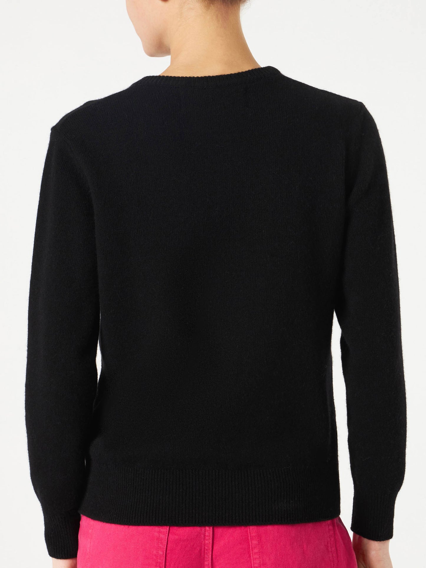 Woman black sweater Maleducata lurex embroidery - MC2 Saint Barth