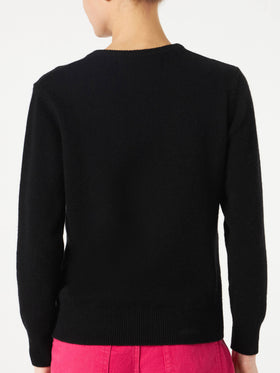 Woman black sweater Maleducata lurex embroidery - MC2 Saint Barth