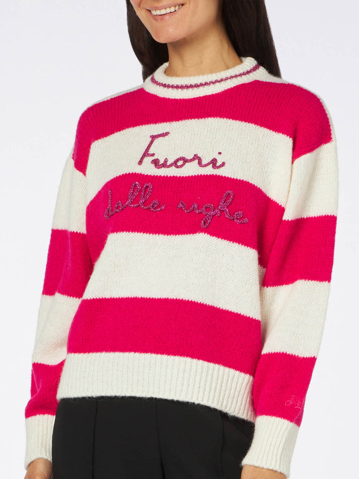 Woman boxy shape soft sweater with Fuori dalle righe embroidery - MC2 Saint Barth