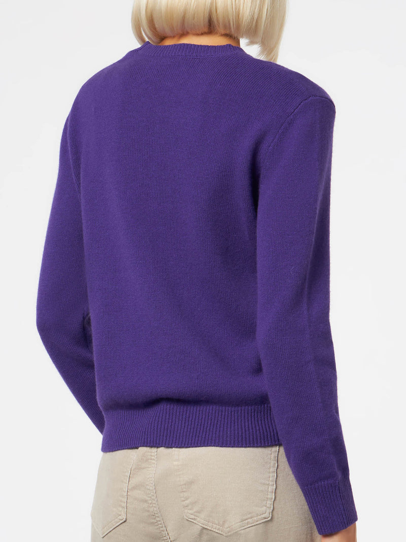 Woman purple cashmere blend sweater New Queen