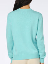 Woman water green cashmere blend sweater New Queen