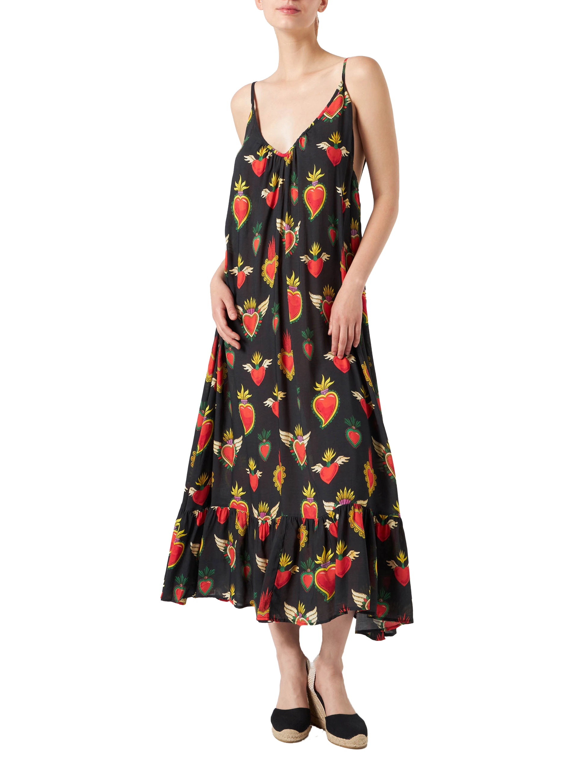 Secret heart print gown with shoulder straps - MC2 Saint Barth
