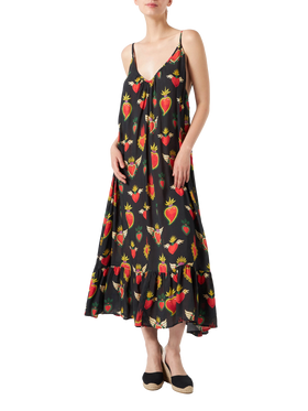 Secret heart print gown with shoulder straps - MC2 Saint Barth
