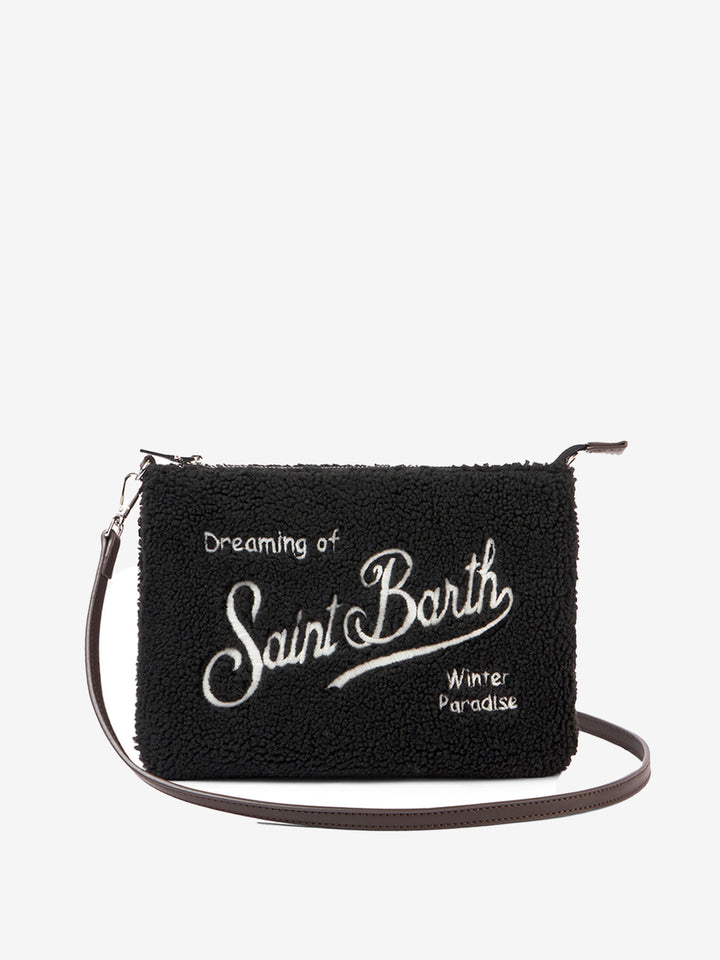 Borsa a tracolla Parisienne in sherpa nera