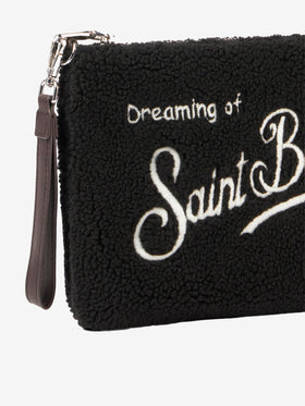 Borsa a tracolla Parisienne in sherpa nera