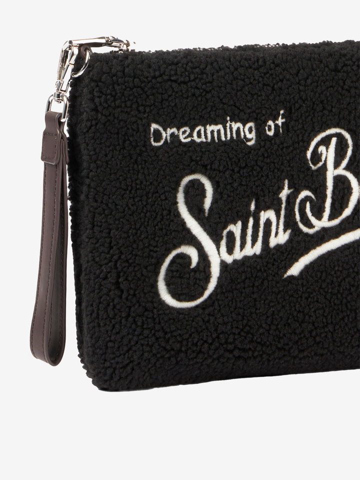 Borsa a tracolla Parisienne in sherpa nera